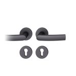 FSB 1015 – Poignée de porte en aluminium noir + Rose clé