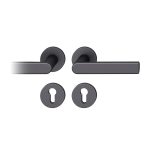 FSB 1244 – Poignée de porte en aluminium noir carré + Rose clé