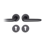 FSB 1292 – Poignée de porte en aluminium noir + Rose clé